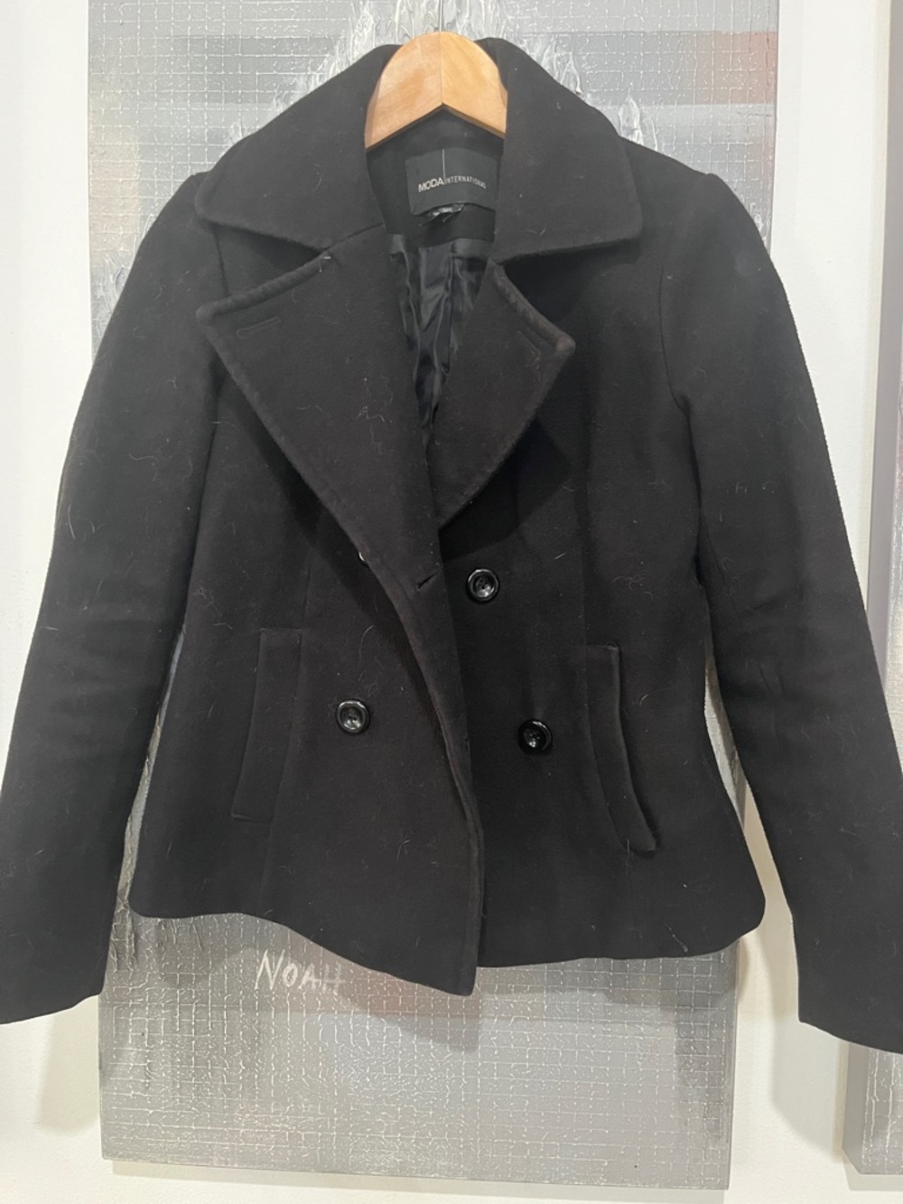 Moda International Black Double-Breasted Peacoat